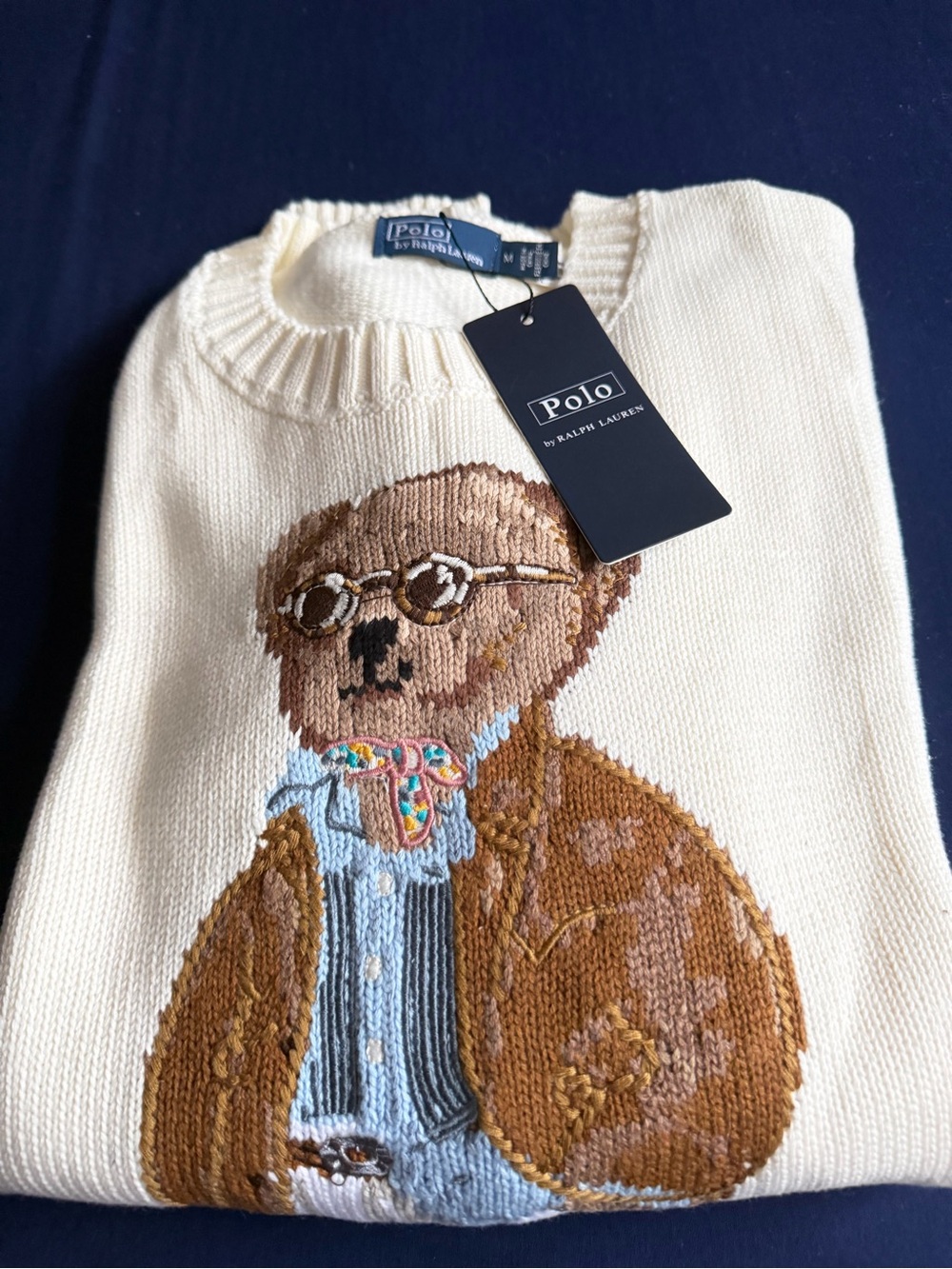 Ralph Lauren Cream Crewneck Sweater with Polo Bear Intarsia - Picture 2 of 9